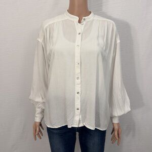 H&M White Long Sleeve Button Down Shirt | Size 8